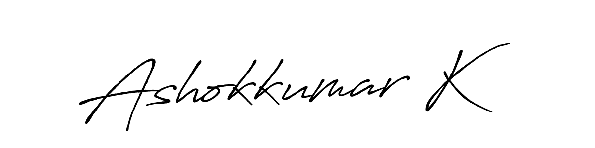How to make Ashokkumar K name signature. Use Antro_Vectra_Bolder style for creating short signs online. This is the latest handwritten sign. Ashokkumar K signature style 7 images and pictures png
