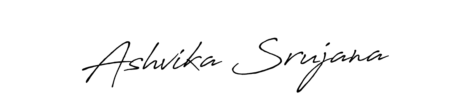 How to make Ashvika Srujana name signature. Use Antro_Vectra_Bolder style for creating short signs online. This is the latest handwritten sign. Ashvika Srujana signature style 7 images and pictures png