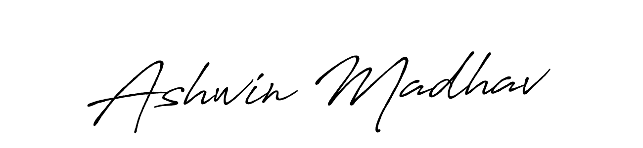 How to make Ashwin Madhav name signature. Use Antro_Vectra_Bolder style for creating short signs online. This is the latest handwritten sign. Ashwin Madhav signature style 7 images and pictures png