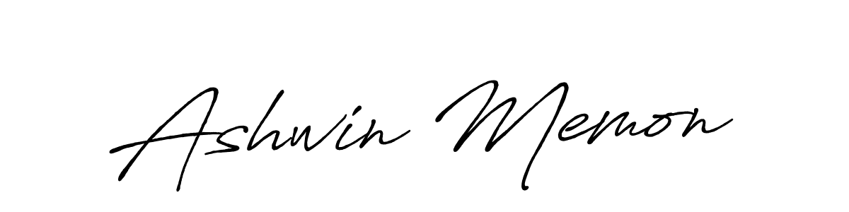 Make a beautiful signature design for name Ashwin Memon. With this signature (Antro_Vectra_Bolder) style, you can create a handwritten signature for free. Ashwin Memon signature style 7 images and pictures png