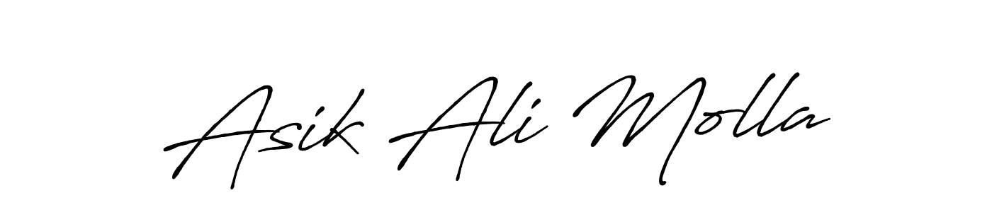 How to make Asik Ali Molla name signature. Use Antro_Vectra_Bolder style for creating short signs online. This is the latest handwritten sign. Asik Ali Molla signature style 7 images and pictures png