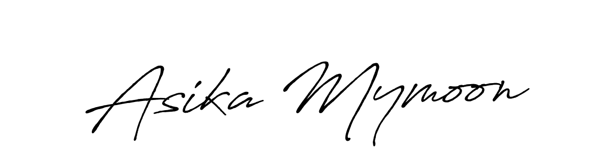 How to make Asika Mymoon name signature. Use Antro_Vectra_Bolder style for creating short signs online. This is the latest handwritten sign. Asika Mymoon signature style 7 images and pictures png