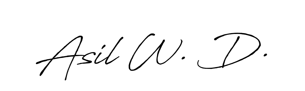 The best way (Antro_Vectra_Bolder) to make a short signature is to pick only two or three words in your name. The name Asil W. D. include a total of six letters. For converting this name. Asil W. D. signature style 7 images and pictures png