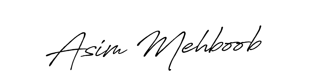 How to make Asim Mehboob name signature. Use Antro_Vectra_Bolder style for creating short signs online. This is the latest handwritten sign. Asim Mehboob signature style 7 images and pictures png