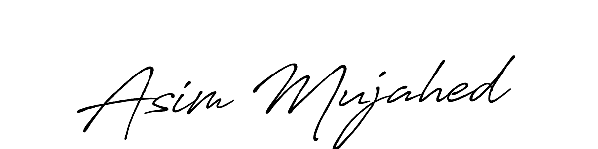 How to make Asim Mujahed name signature. Use Antro_Vectra_Bolder style for creating short signs online. This is the latest handwritten sign. Asim Mujahed signature style 7 images and pictures png