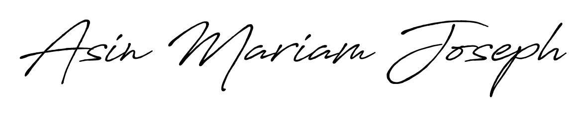 The Antro_Vectra_Bolder lettering style adds unique flourish to name Asin Mariam Joseph. Stand out with a custom digital autograph made in seconds. Asin Mariam Joseph signature style 7 images and pictures png