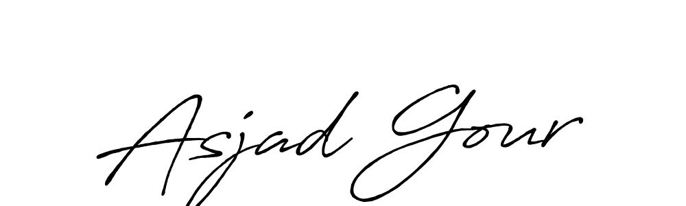 You should practise on your own different ways (Antro_Vectra_Bolder) to write your name (Asjad Gour) in signature. don't let someone else do it for you. Asjad Gour signature style 7 images and pictures png