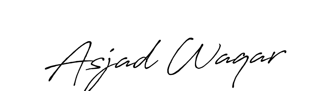 Make a beautiful signature design for name Asjad Waqar. With this signature (Antro_Vectra_Bolder) style, you can create a handwritten signature for free. Asjad Waqar signature style 7 images and pictures png