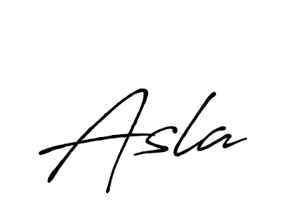 Use a signature maker to create a handwritten signature online. With this signature software, you can design (Antro_Vectra_Bolder) your own signature for name Asla. Asla signature style 7 images and pictures png
