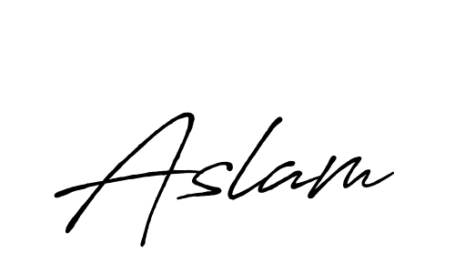 Design your own signature with our free online signature maker. With this signature software, you can create a handwritten (Antro_Vectra_Bolder) signature for name Aslam. Aslam signature style 7 images and pictures png
