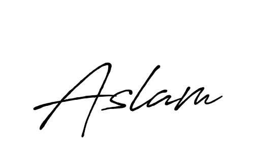 Design your own signature with our free online signature maker. With this signature software, you can create a handwritten (Antro_Vectra_Bolder) signature for name Aslam. Aslam signature style 7 images and pictures png