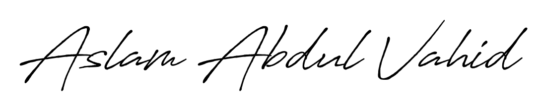 A sleek calligraphic signature for name Aslam Abdul Vahid utilizing Antro_Vectra_Bolder styling. Great for adding personal signatures to photos and art. Aslam Abdul Vahid signature style 7 images and pictures png