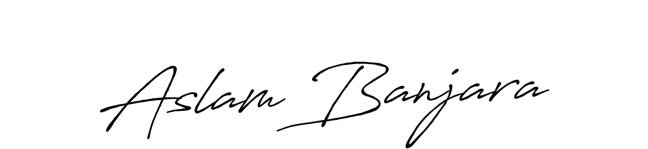 Create a beautiful signature design for name Aslam Banjara. With this signature (Antro_Vectra_Bolder) fonts, you can make a handwritten signature for free. Aslam Banjara signature style 7 images and pictures png
