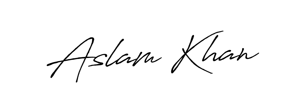 Make a beautiful signature design for name Aslam Khan. With this signature (Antro_Vectra_Bolder) style, you can create a handwritten signature for free. Aslam Khan signature style 7 images and pictures png