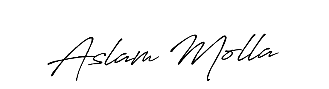 Make a beautiful signature design for name Aslam Molla. With this signature (Antro_Vectra_Bolder) style, you can create a handwritten signature for free. Aslam Molla signature style 7 images and pictures png