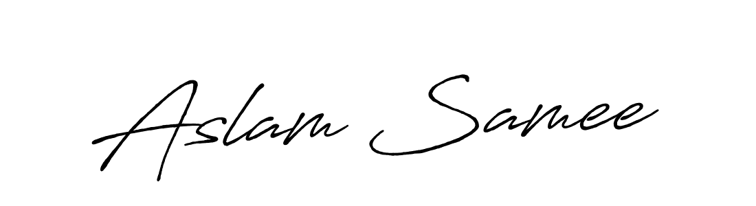 Use a signature maker to create a handwritten signature online. With this signature software, you can design (Antro_Vectra_Bolder) your own signature for name Aslam Samee. Aslam Samee signature style 7 images and pictures png