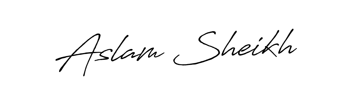 You can use this online signature creator to create a handwritten signature for the name Aslam Sheikh. This is the best online autograph maker. Aslam Sheikh signature style 7 images and pictures png