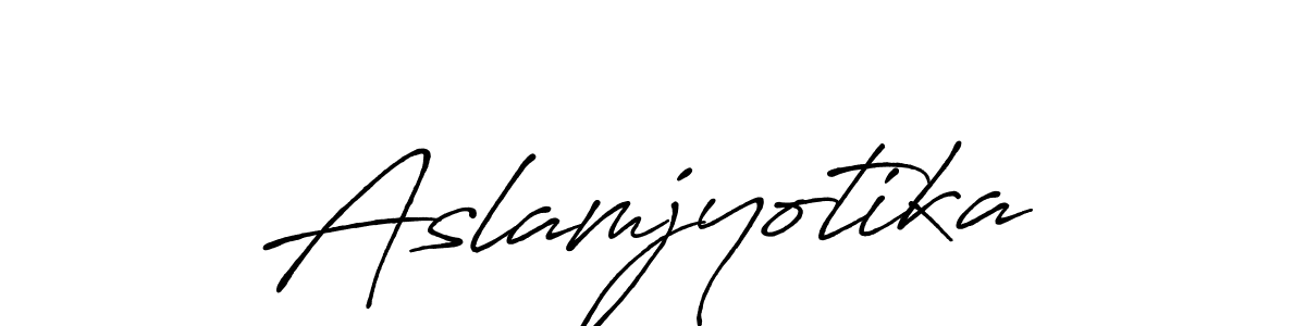 How to make Aslamjyotika name signature. Use Antro_Vectra_Bolder style for creating short signs online. This is the latest handwritten sign. Aslamjyotika signature style 7 images and pictures png