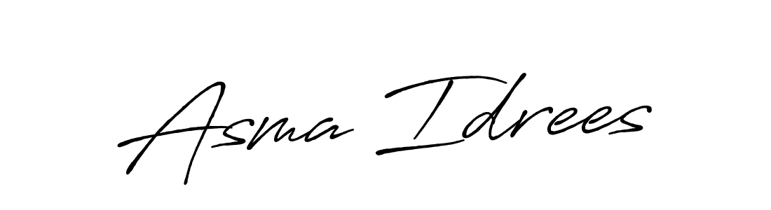 Use a signature maker to create a handwritten signature online. With this signature software, you can design (Antro_Vectra_Bolder) your own signature for name Asma Idrees. Asma Idrees signature style 7 images and pictures png