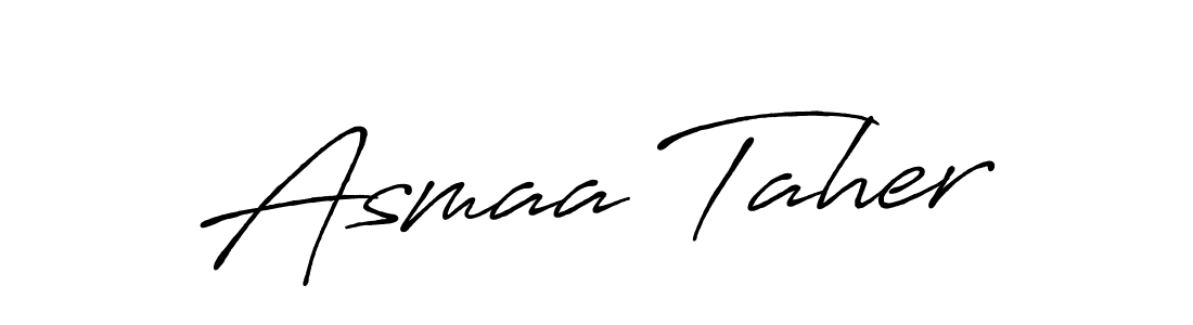How to make Asmaa Taher name signature. Use Antro_Vectra_Bolder style for creating short signs online. This is the latest handwritten sign. Asmaa Taher signature style 7 images and pictures png