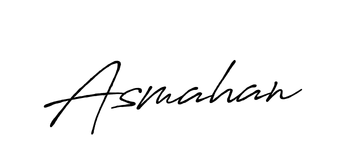 Use a signature maker to create a handwritten signature online. With this signature software, you can design (Antro_Vectra_Bolder) your own signature for name Asmahan. Asmahan signature style 7 images and pictures png