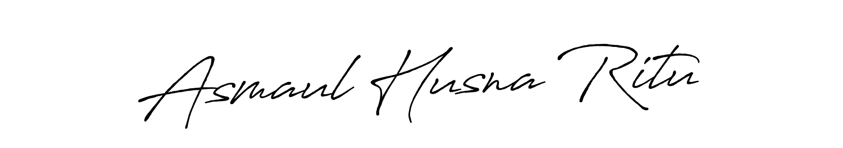Use a signature maker to create a handwritten signature online. With this signature software, you can design (Antro_Vectra_Bolder) your own signature for name Asmaul Husna Ritu. Asmaul Husna Ritu signature style 7 images and pictures png