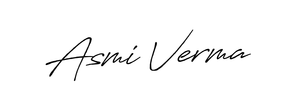 How to make Asmi Verma name signature. Use Antro_Vectra_Bolder style for creating short signs online. This is the latest handwritten sign. Asmi Verma signature style 7 images and pictures png