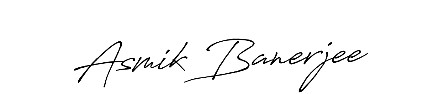 Create a beautiful signature design for name Asmik Banerjee. With this signature (Antro_Vectra_Bolder) fonts, you can make a handwritten signature for free. Asmik Banerjee signature style 7 images and pictures png