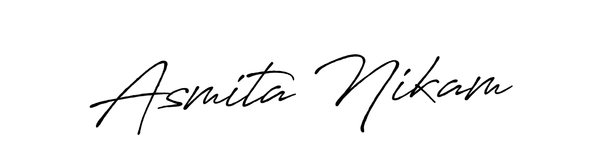 Create a beautiful signature design for name Asmita Nikam. With this signature (Antro_Vectra_Bolder) fonts, you can make a handwritten signature for free. Asmita Nikam signature style 7 images and pictures png