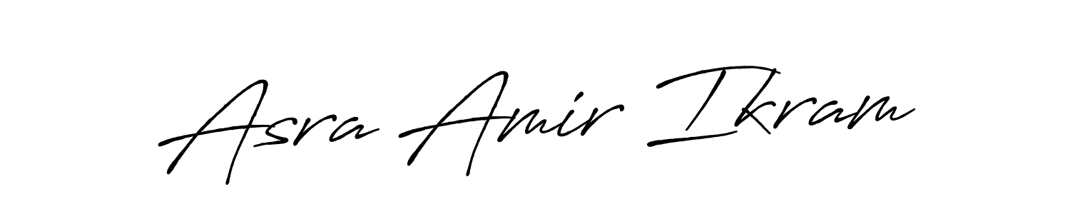 How to make Asra Amir Ikram name signature. Use Antro_Vectra_Bolder style for creating short signs online. This is the latest handwritten sign. Asra Amir Ikram signature style 7 images and pictures png