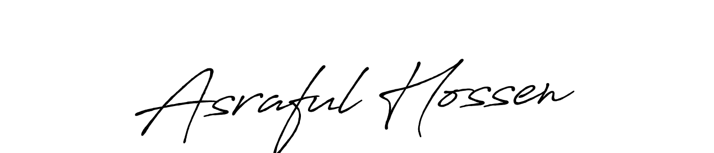 Design your own signature with our free online signature maker. With this signature software, you can create a handwritten (Antro_Vectra_Bolder) signature for name Asraful Hossen. Asraful Hossen signature style 7 images and pictures png