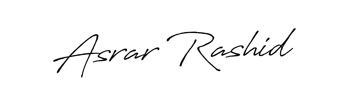 How to make Asrar Rashid name signature. Use Antro_Vectra_Bolder style for creating short signs online. This is the latest handwritten sign. Asrar Rashid signature style 7 images and pictures png