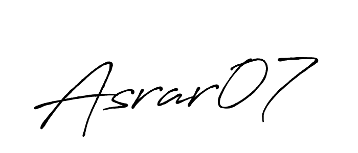 It looks lik you need a new signature style for name Asrar07. Design unique handwritten (Antro_Vectra_Bolder) signature with our free signature maker in just a few clicks. Asrar07 signature style 7 images and pictures png