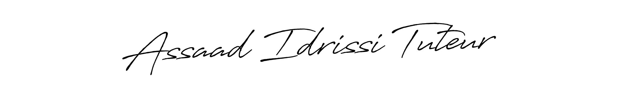 Antro_Vectra_Bolder is a professional signature style that is perfect for those who want to add a touch of class to their signature. It is also a great choice for those who want to make their signature more unique. Get Assaad Idrissi Tuteur name to fancy signature for free. Assaad Idrissi Tuteur signature style 7 images and pictures png