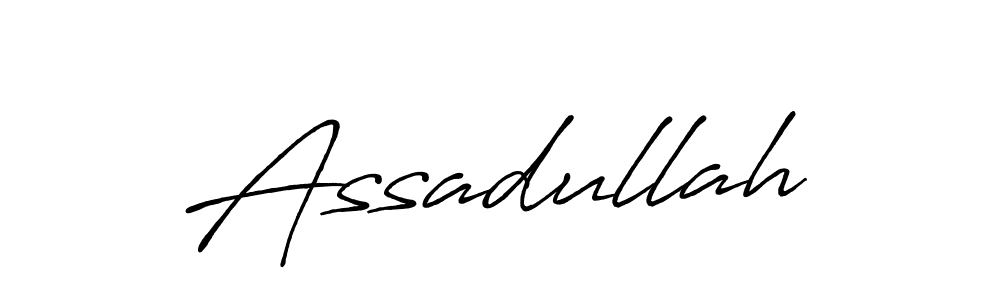 Design your own signature with our free online signature maker. With this signature software, you can create a handwritten (Antro_Vectra_Bolder) signature for name Assadullah. Assadullah signature style 7 images and pictures png