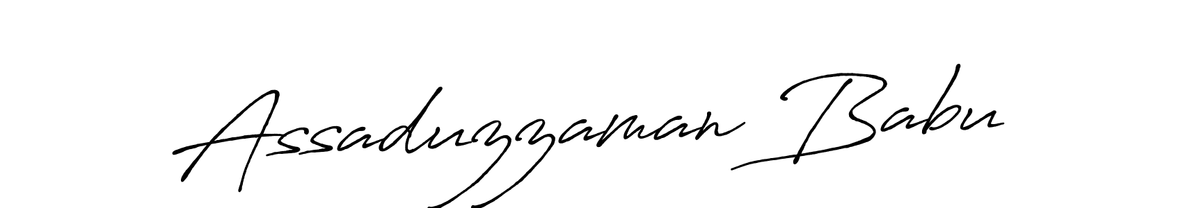 The best way (Antro_Vectra_Bolder) to make a short signature is to pick only two or three words in your name. The name Assaduzzaman Babu include a total of six letters. For converting this name. Assaduzzaman Babu signature style 7 images and pictures png