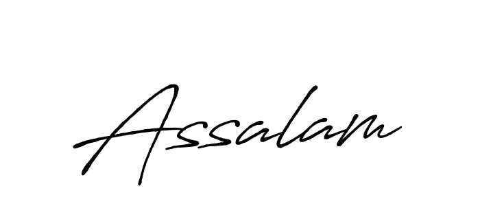 Design your own signature with our free online signature maker. With this signature software, you can create a handwritten (Antro_Vectra_Bolder) signature for name Assalam. Assalam signature style 7 images and pictures png