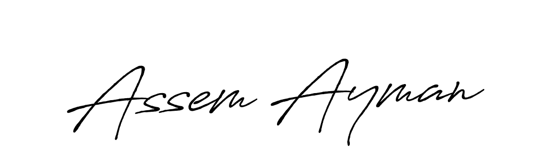 Make a beautiful signature design for name Assem Ayman. With this signature (Antro_Vectra_Bolder) style, you can create a handwritten signature for free. Assem Ayman signature style 7 images and pictures png