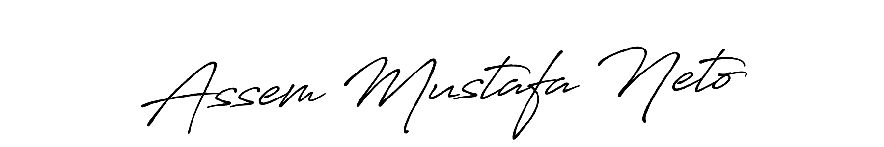 You should practise on your own different ways (Antro_Vectra_Bolder) to write your name (Assem Mustafa Neto) in signature. don't let someone else do it for you. Assem Mustafa Neto signature style 7 images and pictures png