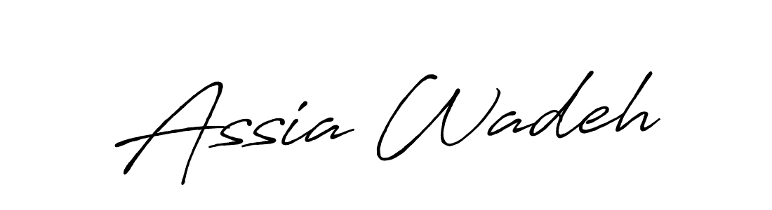 Make a beautiful signature design for name Assia Wadeh. With this signature (Antro_Vectra_Bolder) style, you can create a handwritten signature for free. Assia Wadeh signature style 7 images and pictures png
