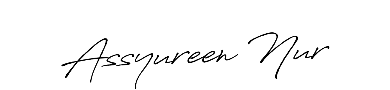 Assyureen Nur stylish signature style. Best Handwritten Sign (Antro_Vectra_Bolder) for my name. Handwritten Signature Collection Ideas for my name Assyureen Nur. Assyureen Nur signature style 7 images and pictures png