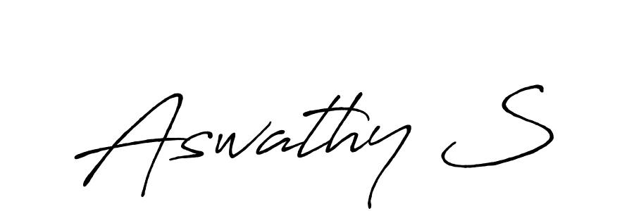 Make a beautiful signature design for name Aswathy S. With this signature (Antro_Vectra_Bolder) style, you can create a handwritten signature for free. Aswathy S signature style 7 images and pictures png