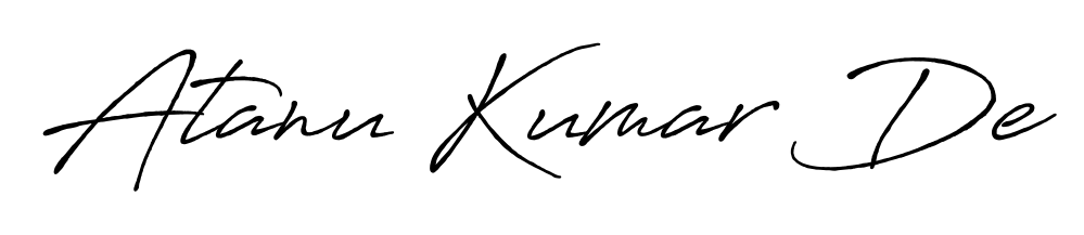 Express your personality with a custom Atanu Kumar De signature crafted with Antro_Vectra_Bolder typography. Free transparent PNG download available. Atanu Kumar De signature style 7 images and pictures png