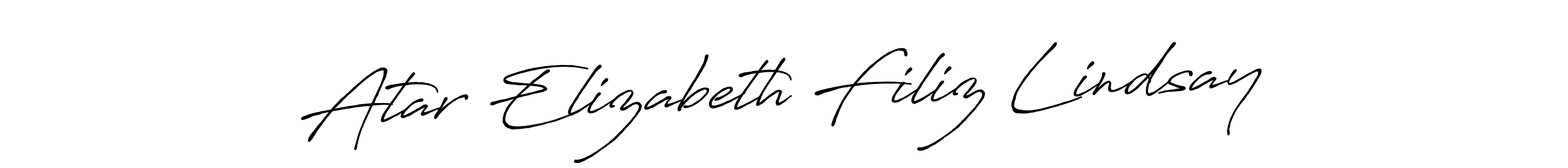 How to make Atar Elizabeth Filiz Lindsay signature? Antro_Vectra_Bolder is a professional autograph style. Create handwritten signature for Atar Elizabeth Filiz Lindsay name. Atar Elizabeth Filiz Lindsay signature style 7 images and pictures png