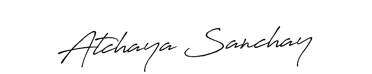 Make a beautiful signature design for name Atchaya Sanchay. With this signature (Antro_Vectra_Bolder) style, you can create a handwritten signature for free. Atchaya Sanchay signature style 7 images and pictures png
