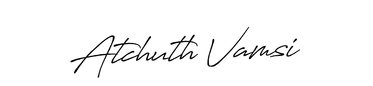 How to make Atchuth Vamsi name signature. Use Antro_Vectra_Bolder style for creating short signs online. This is the latest handwritten sign. Atchuth Vamsi signature style 7 images and pictures png