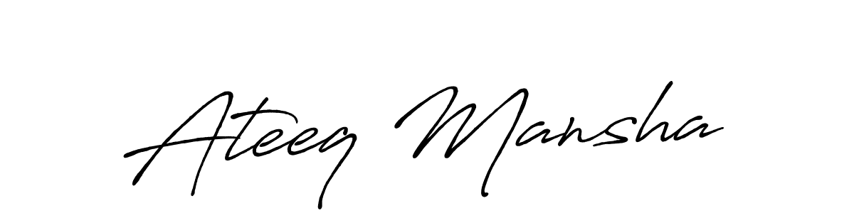 Also You can easily find your signature by using the search form. We will create Ateeq Mansha name handwritten signature images for you free of cost using Antro_Vectra_Bolder sign style. Ateeq Mansha signature style 7 images and pictures png