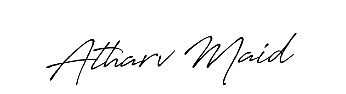 How to make Atharv Maid name signature. Use Antro_Vectra_Bolder style for creating short signs online. This is the latest handwritten sign. Atharv Maid signature style 7 images and pictures png