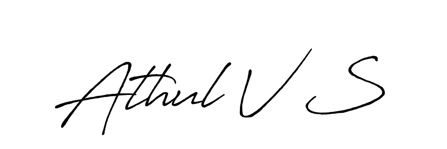 Use a signature maker to create a handwritten signature online. With this signature software, you can design (Antro_Vectra_Bolder) your own signature for name Athul V S. Athul V S signature style 7 images and pictures png