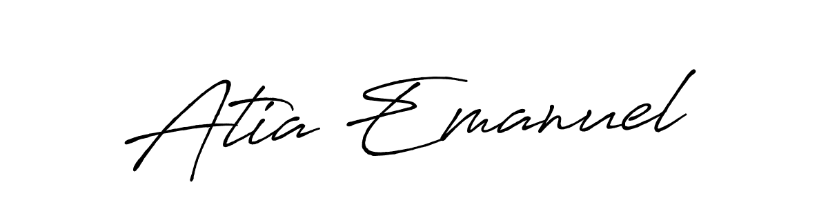 How to make Atia Emanuel name signature. Use Antro_Vectra_Bolder style for creating short signs online. This is the latest handwritten sign. Atia Emanuel signature style 7 images and pictures png